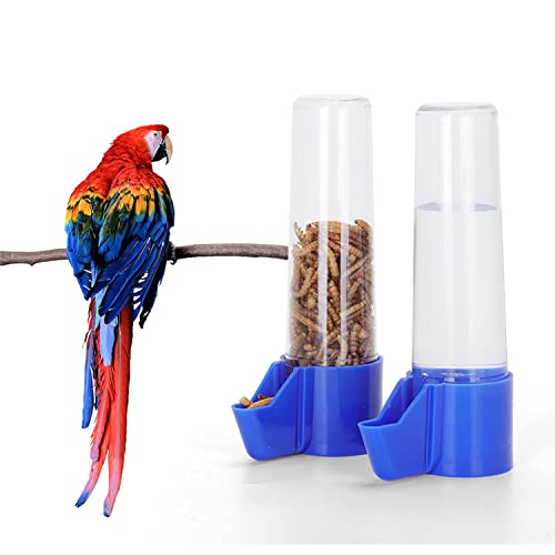 Nobleza - 2 x Bebedero de Plástico en Voladeras para Pájaros, Bebedero Automático y Comedero 90ml - Adecuado para Aves de Compañía Pequeñas y Medianas como Canarios y Periquitos