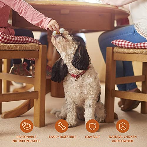 Nobleza- Hueso para Masticar con diseño de Pollo, Pollo Envuelto Rawhide Huesos con Nudos, Materias Primas Naturales Seleccionadas Golosinas para Perros Naturales - 6 PCS / 600g