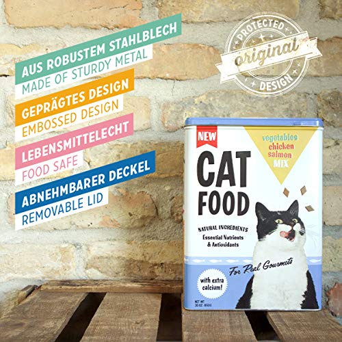 Nostalgic-Art Caja de Almacenamiento Retro XL, Cat Food Mix – Idea de Regalo para dueños de Gatos, Lata Grande de Alimentos Secos, Diseño Vintage, 4 l