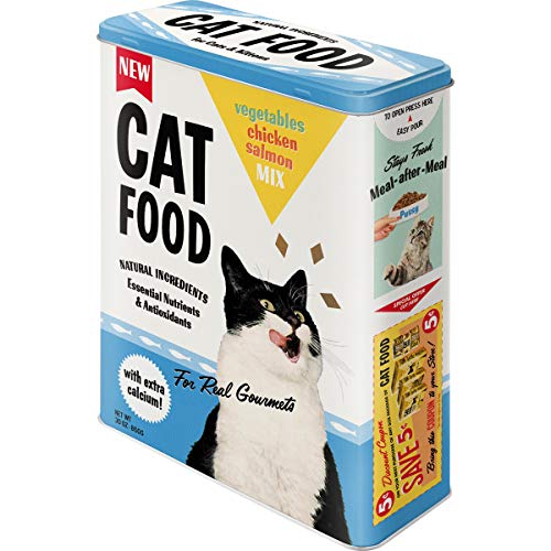 Nostalgic-Art Caja de Almacenamiento Retro XL, Cat Food Mix – Idea de Regalo para dueños de Gatos, Lata Grande de Alimentos Secos, Diseño Vintage, 4 l