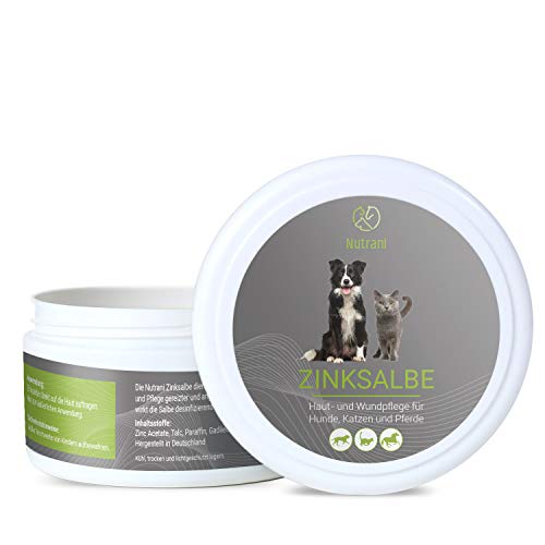 Nutrani Pomada de Óxido de Zinc para Perros, Gatos y Caballos | 200ml - La pasta de zinc ayuda a tratar el eczema, la irritación y otros problemas de la piel. Desinfecta y detiene el picor