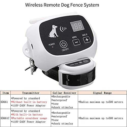 NX Sistema de Valla para Perros con Control Remoto inalámbrico a Prueba de Agua 1/2/3 Collar para Mascotas 0-100 Equipo de Valla electrónica para Entrenamiento de Perros 1 cinturón