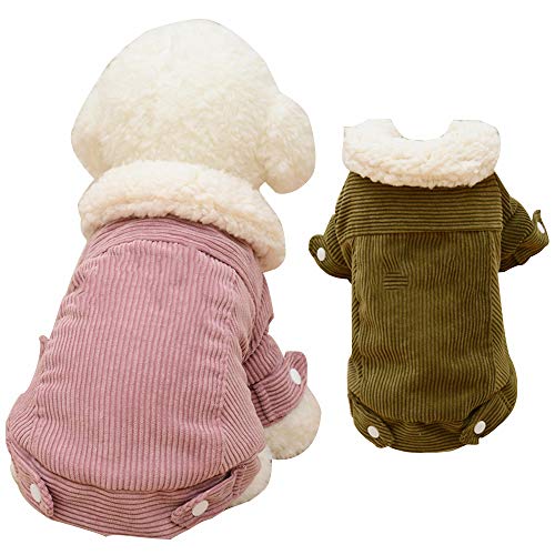 ODOKEI Ropa para Mascotas para Perro Corduroy Lambda Cachemir Abrigo para Perros pequeños medianos Chalecos de Solapa clásicos con Ropa Vintage