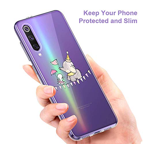 Oihxse Animal Serie Case Compatible con Huawei P10 Lite Funda Transparente Suave Silicona Elefante Conejo Patrón Protector Carcasa Ultra-Delgado Creativa Anti-Choque Cover (A15)