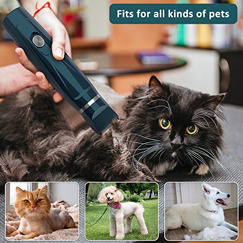 Oihxse Limas de Uñas Eléctrica y Maquinilla de Afeitar para Perros y Gatos, Ultra Silencioso Home Uñas Pedicura de Manicura Eléctrica Profesional Kit con Maquinilla de Afeitar Reemplazable(Verde)