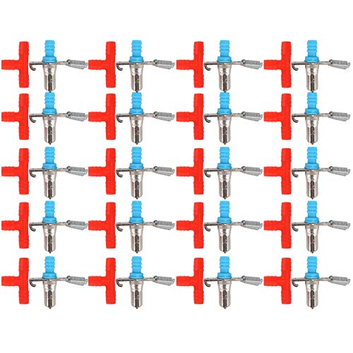 Okuyonic Accesorio de Granja, Máquinas Prácticas para Granjas Alimentador de Agua para Conejos Durable Dos Colores para Conejos Granjas para Conejos(Muelle de tensión Doble (Camiseta roja))