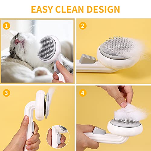 OmeHoin Cepillo para gatos para perros para aseo y removedor de pelo, cepillo para aseo de mascotas, elimina el pelo suelto y enredos, cepillo para peinar para mascotas con pelo largo o corto