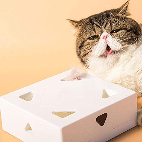 OMKMNOE Caja de Gato Gato eléctrico Juguete Interactivo para Gatos de Interior Corbata Inteligente Gato Palo rotativo Pluma colmillo Juguete Caza Mascota Gatito Jugando,Verde