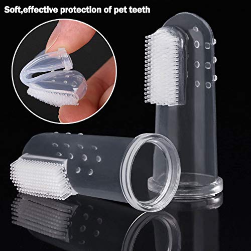 onebarleycorn – 7 Piezas Cepillo de Dientes para Perros,Cepillo Dientes para Mascotas de Triple Cabeza Cepillo de Dientes con Dedos de Silicona Cuidado de los Dientes de Perro y Gato