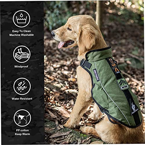 OneTigris K9 - Abrigo para perros Aquiles Bomber, estilo polar, resistente al viento y al agua, chaqueta de invierno para perros pequeños, medianos y grandes (verde, L)