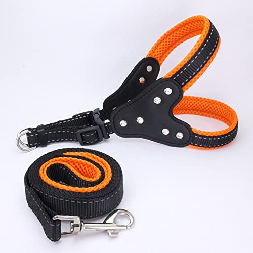 Onsinic Collares Arneses Llegados Chihuahua Rhinestone Cuero De Terciopelo para Pet Pet Pequeños Porrible Teacut Cuidado Cuidado Reflecturo Color De Seguridad