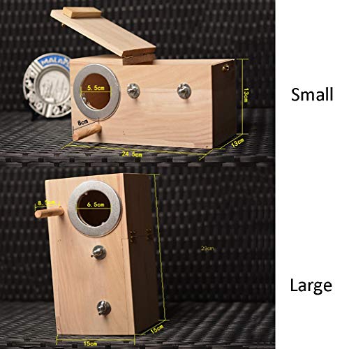 OPYTR Jaula pajaros Caja de cría de Loros, jaulas de pájaros de Nido de Aves de Madera Maciza Casa para Cockatiel Lovebirds Budgie Finch Canarias Durable (tamaño : Small)