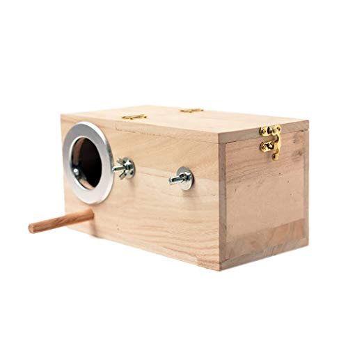 OPYTR Jaula pajaros Caja de cría de Loros, jaulas de pájaros de Nido de Aves de Madera Maciza Casa para Cockatiel Lovebirds Budgie Finch Canarias Durable (tamaño : Small)