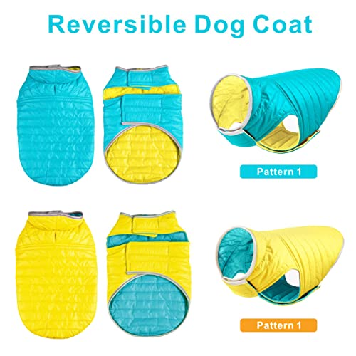 Oslueidy Abrigo de Perro Reversible,Chaqueta de Invierno para Perros Chaleco de Cachorro Caliente Ropa Impermeable para Mascotas Snowsuit de Perros para pequeños Perros Grandes