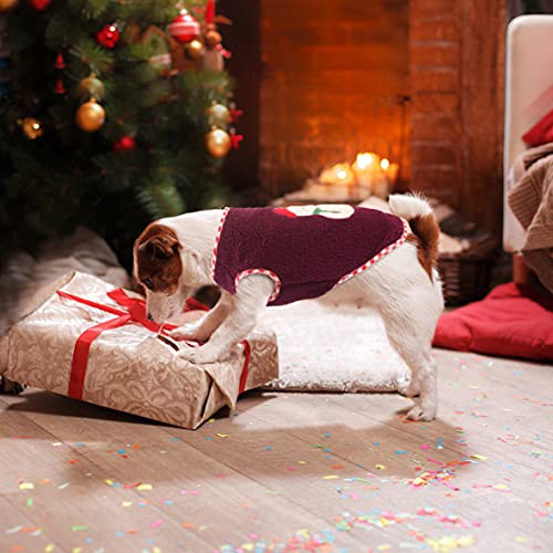 Oslueidy Abrigo para Perros,Chaleco de Invierno para Perros Ropa cálida para Mascotas Disfraz de Navidad para Cachorros con patrón Lindo Ropa para Perros pequeños medianos Chihuahua Peluche