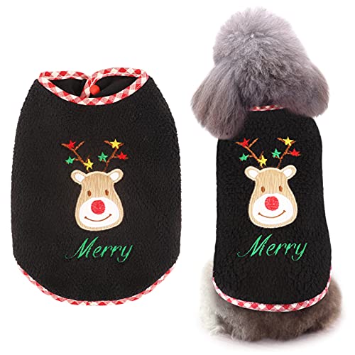 Oslueidy Abrigo para Perros,Chaleco de Invierno para Perros Ropa cálida para Mascotas Disfraz de Navidad para Cachorros con patrón Lindo Ropa para Perros pequeños medianos Chihuahua Peluche