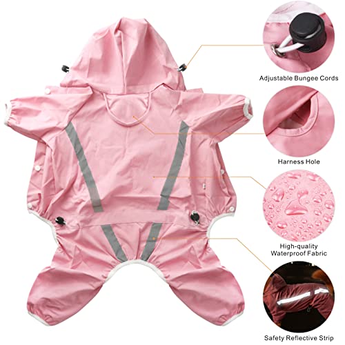 Oslueidy Chubasquero Dog Poncho Impermeable para la Lluvia para Perros Tiras Reflectantes Seguras Chaqueta Impermeable Ajustable por Grandes Pequeños Medianos Gatos Perros (Rosado, XXL)