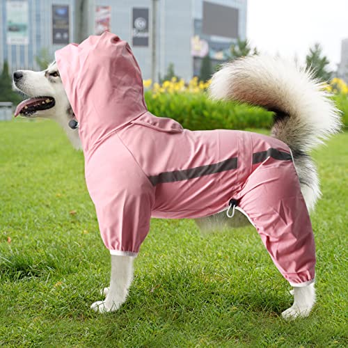 Oslueidy Chubasquero Dog Poncho Impermeable para la Lluvia para Perros Tiras Reflectantes Seguras Chaqueta Impermeable Ajustable por Grandes Pequeños Medianos Gatos Perros (Rosado, XXL)