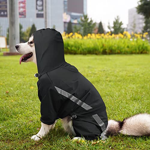 Oslueidy Chubasquero Dog Poncho Impermeable para la Lluvia para Perros Tiras Reflectantes Seguras Chaqueta Impermeable Ajustable por Grandes Pequeños Medianos Gatos Perros (Negro, XXL)