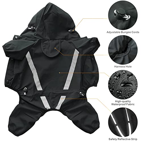 Oslueidy Chubasquero Dog Poncho Impermeable para la Lluvia para Perros Tiras Reflectantes Seguras Chaqueta Impermeable Ajustable por Grandes Pequeños Medianos Gatos Perros (Negro, XXL)