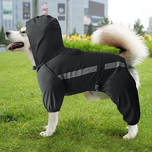 Oslueidy Chubasquero Dog Poncho Impermeable para la Lluvia para Perros Tiras Reflectantes Seguras Chaqueta Impermeable Ajustable por Grandes Pequeños Medianos Gatos Perros (Negro, XXL)