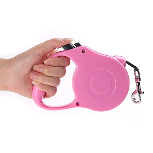 othulp Correa Perro Extensible Correas para Perros Correa para Perros pequeños Guía de Entrenamiento para Perros La guía de los Perros Retráctil Gato Plomo Pink,5m