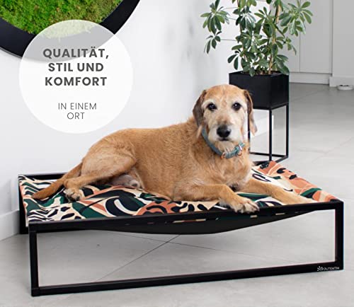 Outentin Cama para perros en una estructura, fundas diseñadas, cama para perros, cama larga, cama para mascotas, camas para perros medianos 90 x 60 x 20 cm, multicolor