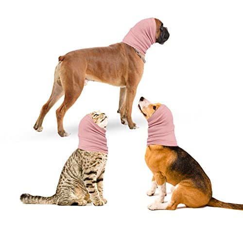 oUUoNNo Bufanda para perro y orejeras para perros, calmante para las orejas de Snood, para aliviar y cuidar de la ansiedad, orejeras para perros y gatos (S, rosa)