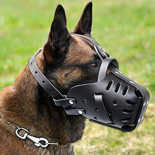 OVBBESS Bozal para Perros,Canasta de Cuero para Razas Medianas y Grandes,bozal para Entrenamiento de Perros para Defensa,Entrenamiento y Servicio