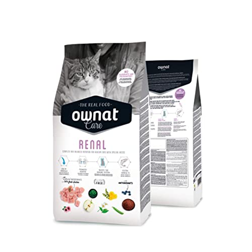 Ownat Pienso para Gatos con Problemas Renales de Pollo y Salmón (1,5 kg) Gatos con Problemas Urinarios. Ingredientes Naturales sin Gluten, Comida Alta en Proteínas.