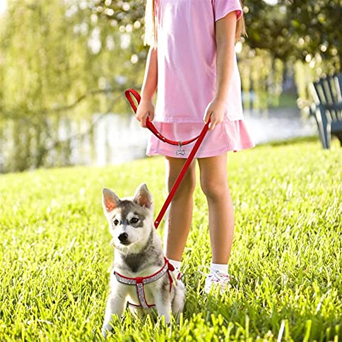 OYZY Juego De Arnés Y Correa De Cuero De Gamuza Suave para Perros, Chaleco De Gato Cachorro De Diamantes De Imitación con Colgante De Hueso De Cristal para Mascotas Pequeñas Y Medianas