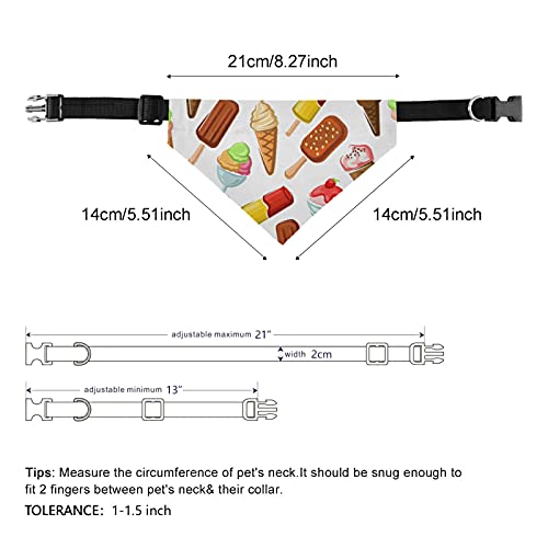 Paletas de helado sin costuras en cuello de martingala ajustable para perro, baberos de saliva para mascotas, collares regulares para gatos y mascotas, bufandas con hebilla, pañuelos triangulares