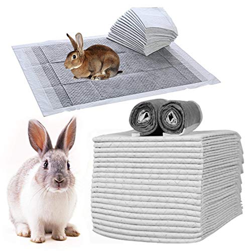 Pañal desechable para mascotas, súper absorbente, saludable, limpio, para jaula de conejo, suministros para pañales para reptiles, gatos y animales pequeños (50 unidades, gris)