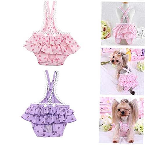 Pañales del perro casero, correa ajustable apriete Mujeres Perros algodón lavable reutilizable higiénicas pantalones con botones, fácil de poner fisiológicos pantalones cortos para Pequeña Mediana