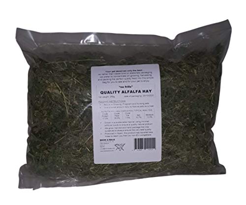 Paquete artículos esenciales para mascotas pequeñas – 250 g Heno de Montaña + 250 g Heno de Alfalfa de Calidad + 250 g de Virutas de madera