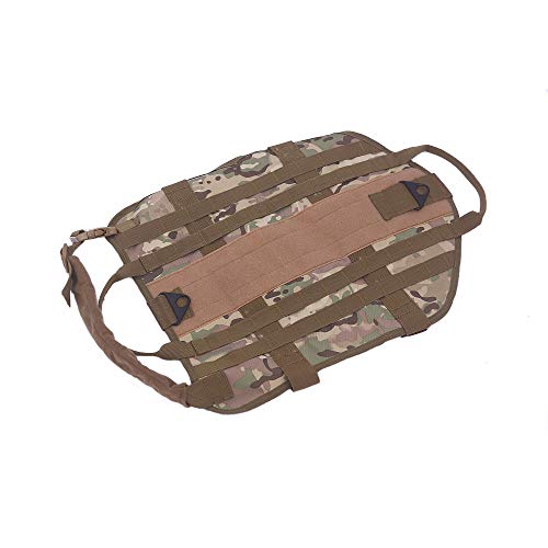 Parateck Arnés militar táctico para perro K9, caza, chaleco de trabajo para perros medianos y grandes, pecho 51-90 cm, con 3 bolsas tácticas desmontables, camuflaje