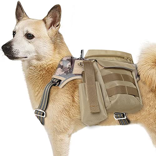 Pattepoint Mochila de Accesorios Adicional Dog Harness Bag para Sistema MOLLE, para Arnés Táctico para Perros, Bolsas Laterales para Arnés Perros Grandes - Amarillo