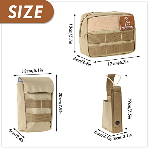 Pattepoint Mochila de Accesorios Adicional Dog Harness Bag para Sistema MOLLE, para Arnés Táctico para Perros, Bolsas Laterales para Arnés Perros Grandes - Amarillo