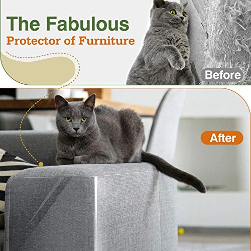 Pawaboo [6 PZS Cinta de Entrenamiento Anti Arañazos para Gatos, Cinta Disuasoria Transparente para Rascar Gatos, Protector de Muebles para Sofá, Alfombra, Puertas - Blanca