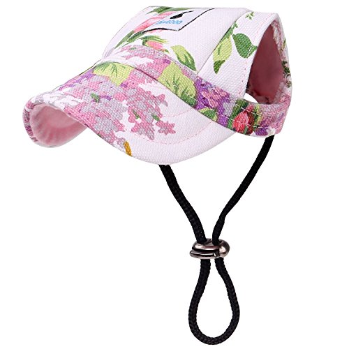 Pawaboo Gorra de Béisbol del Perro Gato,Ajustable Perro de Deporte al Aire Libre de Protección del Sol Sombrero de Béisbol Tapa Visera, Talla L,Floral Morado