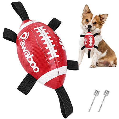 Pawaboo Pelota de Juguete para Perros, 15cm Pelotas con Pestañas de Agarre, Juguetes Interactivos para Remolcar, Nadar, Morder - Rojo Blanco Negro