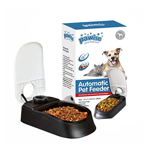 PAWISE Alimentador automático para mascotas para perros y gatos, alimentador dispensador de alimentos de 1,5 tazas con temporizador de 48 horas - Individual