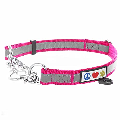 Pawtitas Collar de Perro de Cadena Martingale Reflectante Collar para obediencia Talla Grande Color Rosa