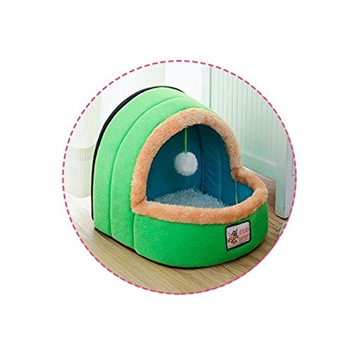 PBCX Perro Gato Mascota Suaves Calientes Amortiguador Cama del Perro casero de la Perrera del Gato Cachorro Castillo Plegable Casa con Pelota de Juguete, tamaño: S (Color del Camello)