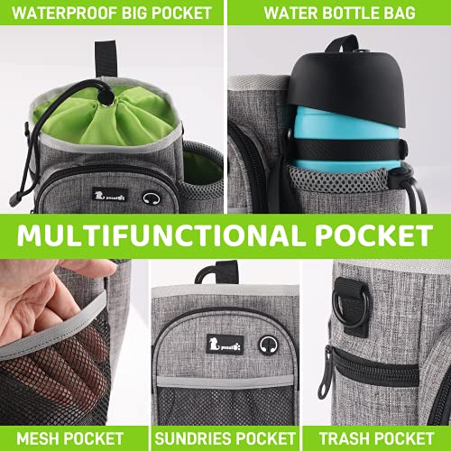 Pecute Bolsa de Entrenamiento para Perros Impermeable con Bolsa para Botella de Agua, Ajustable Bandolera, Cinturón y Pinza de Cinturón