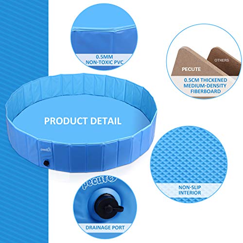 Pecute Piscina Perros y Gatos Bañera Plegable PVC Antideslizante y Resistente al Desgaste,Regalo: Adaptador de Salida de Agua, Adecuado para Interior Exterior al Aire(M:80cm*20cm)