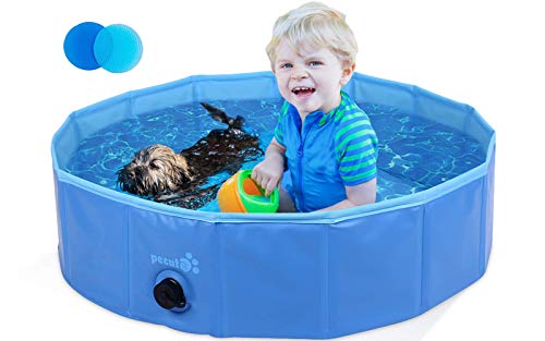 Pecute Piscina Perros y Gatos Bañera Plegable PVC Antideslizante y Resistente al Desgaste,Regalo: Adaptador de Salida de Agua, Adecuado para Interior Exterior al Aire(M:80cm*20cm)