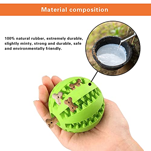 Pelota de Goma Natural para Masticar Perros, Goma Natural con Sabor a Menta, Bola de Comida para Perros, Dos Juguetes de Limpieza de Dientes de 5 cm para Perros