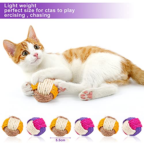 Pelota de Juguete de sisal,Pelotas de Juguete para Gatos,Juguete de Bola de sisal para Mascotas,Juguete De Bola para Mascota,Bola de Cuerda de sisal,Juguetes para Gatos (6Pcs)