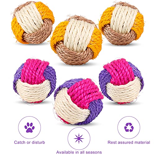 Pelota de Juguete de sisal,Pelotas de Juguete para Gatos,Juguete de Bola de sisal para Mascotas,Juguete De Bola para Mascota,Bola de Cuerda de sisal,Juguetes para Gatos (6Pcs)